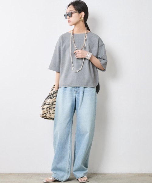 CHIC STYLE（シックスタイル）の「5分袖カットソープルオーバー＜大きいサイズ有＞シックスタイル（Tシャツ/カットソー・レディース・ブラック/グレー・M/5L/4L/3L/LL/L）」の7枚目の写真