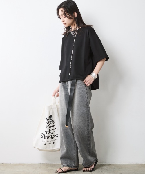 CHIC STYLE（シックスタイル）の「5分袖カットソープルオーバー＜大きいサイズ有＞シックスタイル（Tシャツ/カットソー・レディース・ブラック/グレー・M/5L/4L/3L/LL/L）」の8枚目の写真