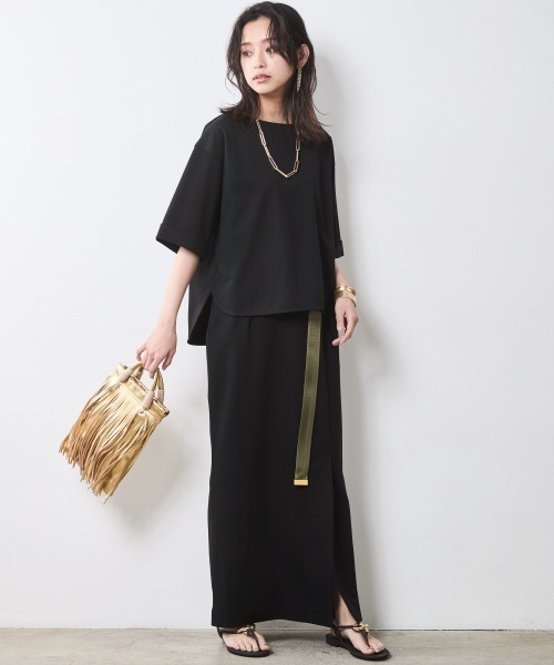 CHIC STYLE（シックスタイル）の「5分袖カットソープルオーバー＜大きいサイズ有＞シックスタイル（Tシャツ/カットソー・レディース・ブラック/グレー・M/5L/4L/3L/LL/L）」の10枚目の写真