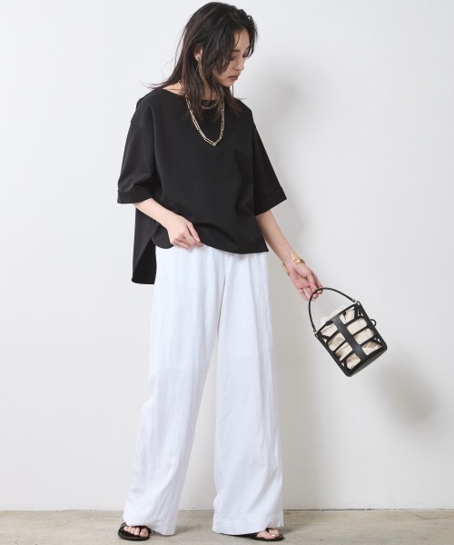 CHIC STYLE（シックスタイル）の「5分袖カットソープルオーバー＜大きいサイズ有＞シックスタイル（Tシャツ/カットソー・レディース・ブラック/グレー・M/5L/4L/3L/LL/L）」の12枚目の写真