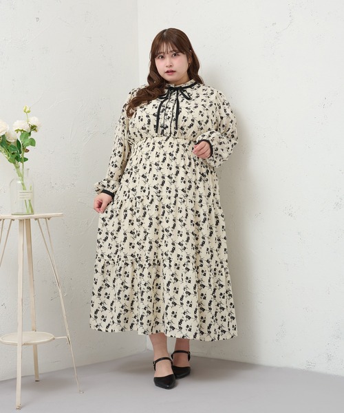 Louiosy（ルオシー）の「【大きいサイズ】配色リボン付きティアード