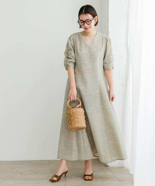 F by ROSSO（エフバイロッソ）の「F by ROSSO　チェックパフスリーブワンピース（ワンピース・レディース・ブラウン/ブルー/イエロー・36/38）」の9枚目の写真