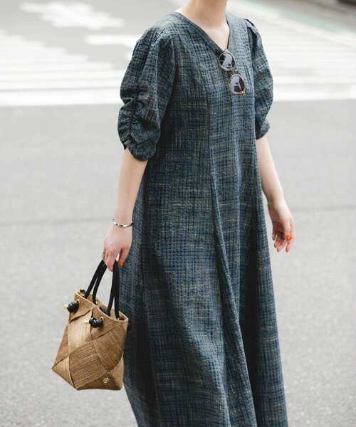 F by ROSSO（エフバイロッソ）の「F by ROSSO　チェックパフスリーブワンピース（ワンピース・レディース・ブラウン/ブルー/イエロー・36/38）」の18枚目の写真