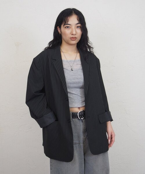 WHO'S WHO gallery（フーズフーギャラリー）の「【セットアップ対応】オーサムシングルテーラードジャケット（テーラードジャケット・レディース・ブラック/ネイビー・FREE）」の22枚目の写真