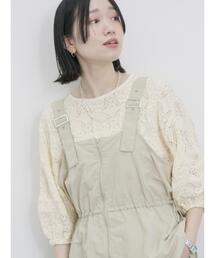 Samansa Mos2 blue | フロントジップドロストビスチェ(シャツ/ブラウス)