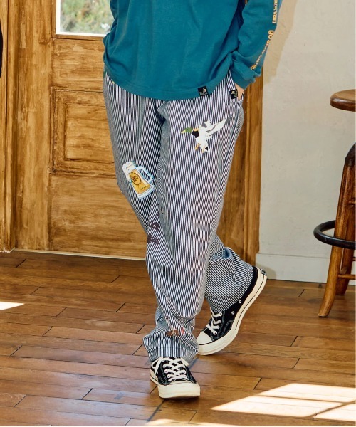 go slow caravan（ゴースローキャラバン）の「断ち身プリントイージーパンツ（その他パンツ・メンズ・ベージュ/インディゴブルー/ストライプ・MEDIUM/LARGE/X-LARGE/SMALL）」の16枚目の写真