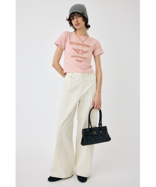 MOUSSY（マウジー）の「PATCH DENIM 25TH Tシャツ（Tシャツ/カットソー・レディース・グレー/ピンク/ブラック/ホワイト・FREE）」の13枚目の写真