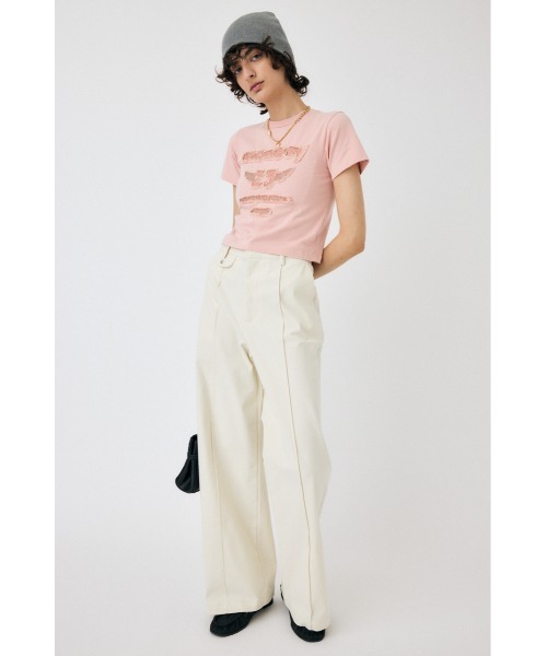 MOUSSY（マウジー）の「PATCH DENIM 25TH Tシャツ（Tシャツ/カットソー・レディース・グレー/ピンク/ブラック/ホワイト・FREE）」の14枚目の写真
