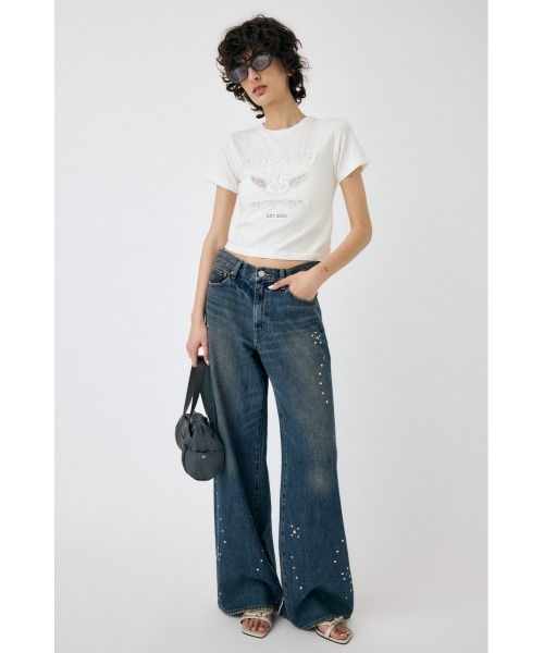 MOUSSY tシャツ PATCH DENIM 25TH Tシャツ レディース