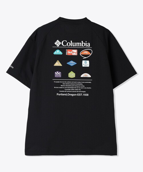 ガウディ◆人気フリルスリーヴ＆定番ビジューロゴ！黒コットンストレッチＴシャツ！S Columbia tシャツ Columbia／ウィメンズトゥリースワロー オムニ