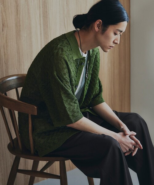 tk.TAKEO KIKUCHI（ティーケータケオキクチ）の「ニットポロカーディガン（カーディガン/ボレロ・メンズ・ライトグレー/ブラック/オリーブ・01/02/03）」の3枚目の写真