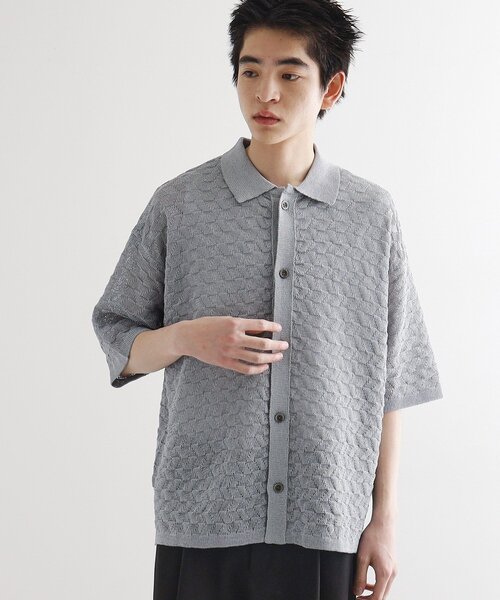 tk.TAKEO KIKUCHI（ティーケータケオキクチ）の「ニットポロカーディガン（カーディガン/ボレロ・メンズ・ライトグレー/ブラック/オリーブ・01/02/03）」の5枚目の写真