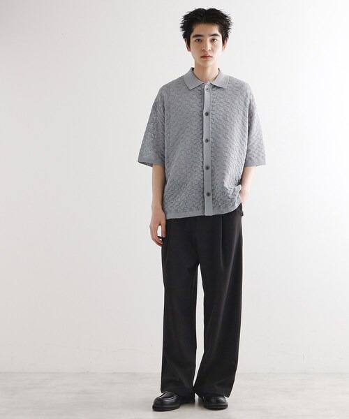 tk.TAKEO KIKUCHI（ティーケータケオキクチ）の「ニットポロカーディガン（カーディガン/ボレロ・メンズ・ライトグレー/ブラック/オリーブ・01/02/03）」の6枚目の写真