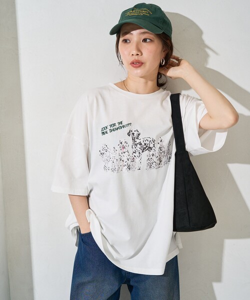 日本未入荷 UNIFREE★ダルメシアンプリント グラフィックTシャツ セール】限定展開 ダルメシアン プリント 半袖 Tシャツ（Tシャツ