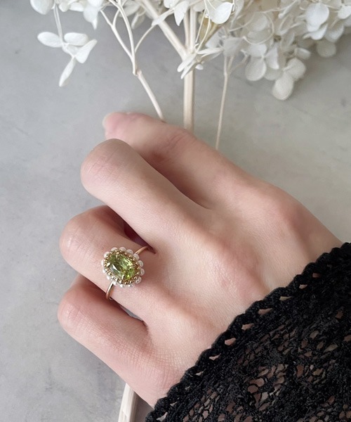 【宝石の輝き】D&G ジュエルバックル ベルベット バレエフラット August Birth Stone Peridot | 8月 誕生石 ペリドット 身に着け