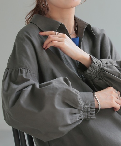 リネンAライクワンピース JUNOAH｜callautia 薄くて軽いリネンライクバックオープンA