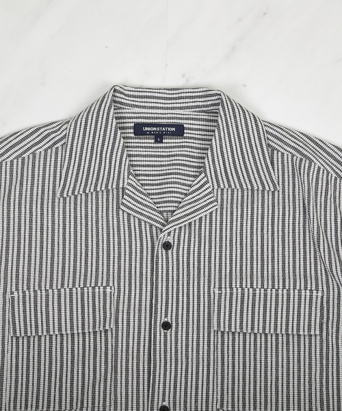 UNION STATION（ユニオンステーション）の「シャーリングストライプオープンカラーシャツ（シャツ/ブラウス・メンズ・ブラック系その他/ベージュ系その他・M/L）」の18枚目の写真