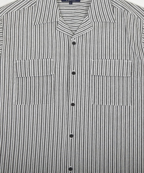 UNION STATION（ユニオンステーション）の「シャーリングストライプオープンカラーシャツ（シャツ/ブラウス・メンズ・ブラック系その他/ベージュ系その他・M/L）」の19枚目の写真