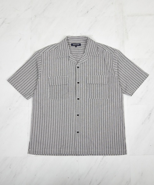 UNION STATION（ユニオンステーション）の「シャーリングストライプオープンカラーシャツ（シャツ/ブラウス・メンズ・ブラック系その他/ベージュ系その他・M/L）」の17枚目の写真