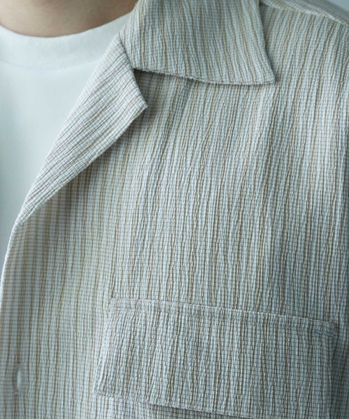 UNION STATION（ユニオンステーション）の「シャーリングストライプオープンカラーシャツ（シャツ/ブラウス・メンズ・ブラック系その他/ベージュ系その他・M/L）」の7枚目の写真