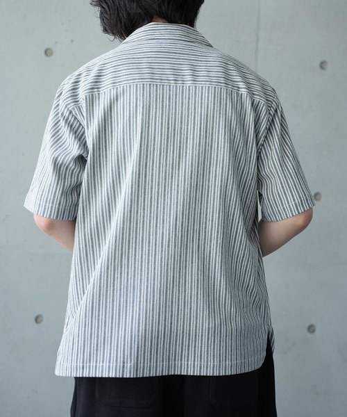 UNION STATION（ユニオンステーション）の「シャーリングストライプオープンカラーシャツ（シャツ/ブラウス・メンズ・ブラック系その他/ベージュ系その他・M/L）」の13枚目の写真