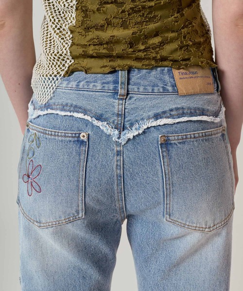 TINA：JOJUN（ティーナジョジュン）の「ウエスタンライク ルーズフレアデニムパンツ TINA：JOJUN（デニムパンツ・レディース・ブルー・S/M）」の5枚目の写真