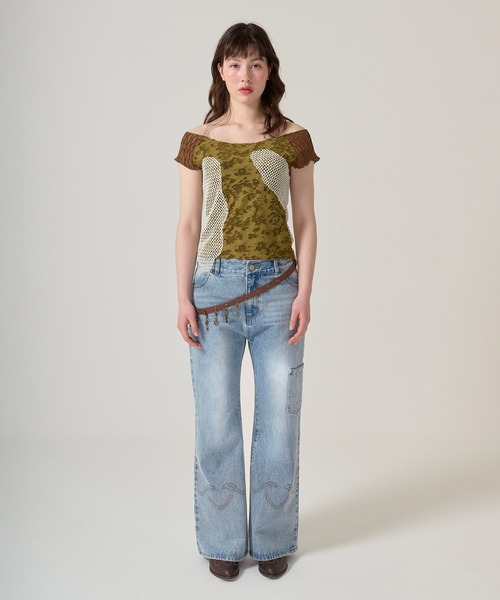 TINA：JOJUN（ティーナジョジュン）の「ウエスタンライク ルーズフレアデニムパンツ TINA：JOJUN（デニムパンツ・レディース・ブルー・S/M）」の8枚目の写真