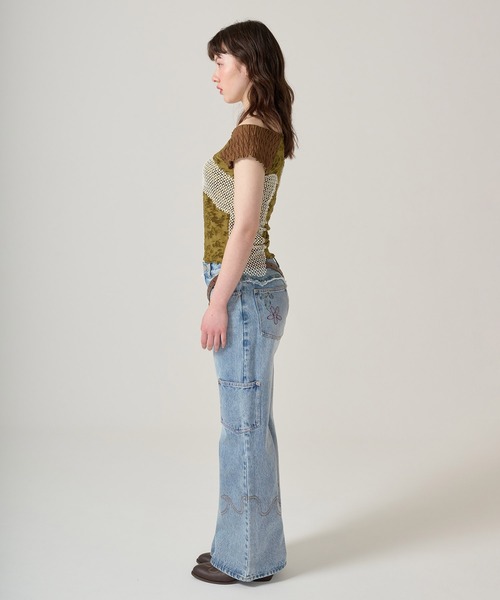 TINA：JOJUN（ティーナジョジュン）の「ウエスタンライク ルーズフレアデニムパンツ TINA：JOJUN（デニムパンツ・レディース・ブルー・S/M）」の9枚目の写真