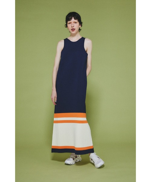 HeRIN.CYE(ヘリンドットサイ)の「Border hem one piece ボーダーヘムワンピース(ワンピース・レディース・ブラウン/ネイビー/オフホワイト・36/38)」の1枚目の写真