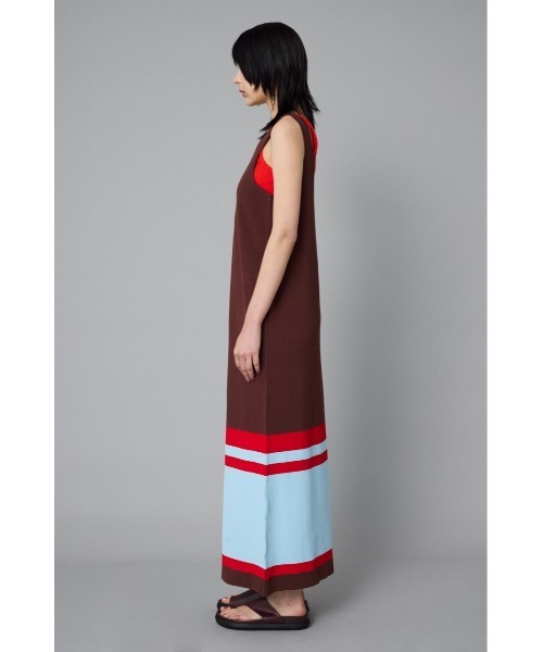 HeRIN.CYE(ヘリンドットサイ)の「Border hem one piece ボーダーヘムワンピース(ワンピース・レディース・ブラウン/ネイビー/オフホワイト・36/38)」の4枚目の写真