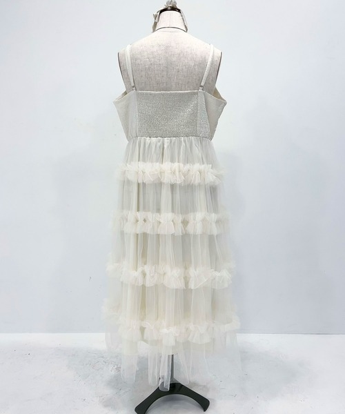 DearMyLoveRose(ディアマイラブローズ)の「【4Lー6L】チュールフリルドールティアードキャミワンピース(ワンピース・レディース・ベビーピンク/ブラック/オフホワイト/グレー・4L/5L/6L)」の10枚目の写真