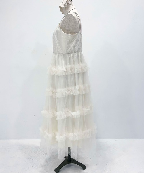 DearMyLoveRose(ディアマイラブローズ)の「【4Lー6L】チュールフリルドールティアードキャミワンピース(ワンピース・レディース・ベビーピンク/ブラック/オフホワイト/グレー・4L/5L/6L)」の11枚目の写真