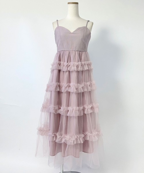 DearMyLoveRose(ディアマイラブローズ)の「【4Lー6L】チュールフリルドールティアードキャミワンピース(ワンピース・レディース・ベビーピンク/ブラック/オフホワイト/グレー・4L/5L/6L)」の17枚目の写真