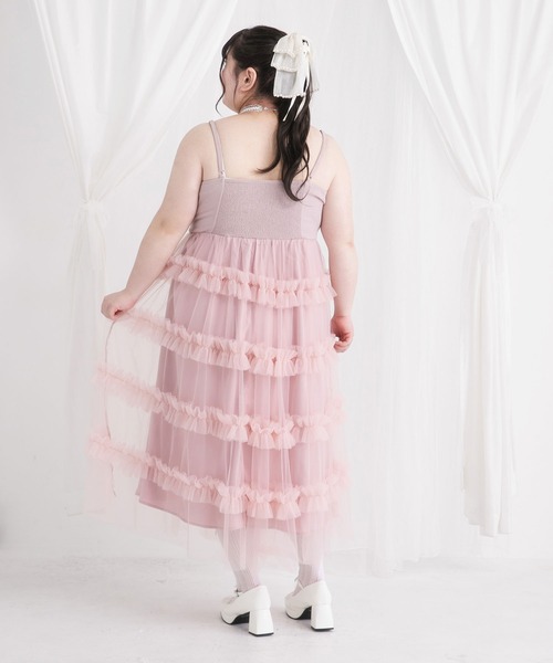 DearMyLoveRose(ディアマイラブローズ)の「【4Lー6L】チュールフリルドールティアードキャミワンピース(ワンピース・レディース・ベビーピンク/ブラック/オフホワイト/グレー・4L/5L/6L)」の20枚目の写真