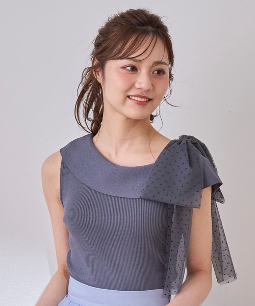 セール】2025春夏新作 シアーリボンアシメニット（ニット