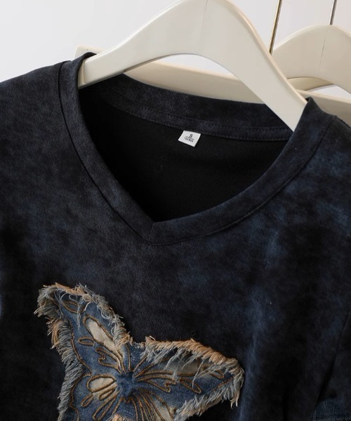 .KOM(ドットコム)の「A'GEM/9 × .kom 『.KOM/ドットケーオーエム』 /蝶ギャザーTシャツ(Tシャツ/カットソー・レディース・ホワイト/ブラック・M)」の14枚目の写真