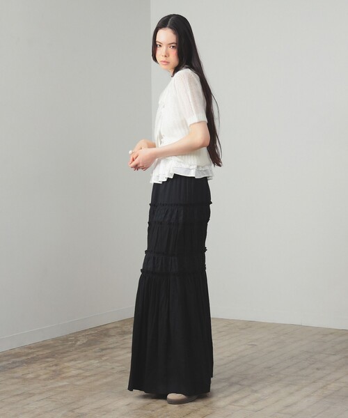 Ray BEAMS（レイビームス）の「シャギー メッシュ ポロ カーディガン（ニット/セーター・レディース・オフホワイト/レッド系その他・ONE SIZE）」の6枚目の写真