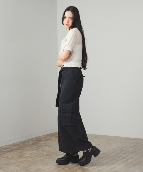 Ray BEAMS（レイビームス）の「シャギー メッシュ ポロ カーディガン（ニット/セーター・レディース・オフホワイト/レッド系その他・ONE SIZE）」の7枚目の写真