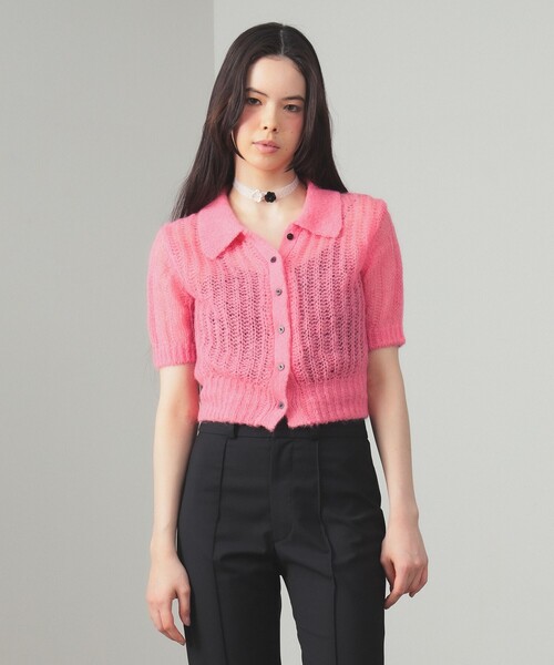 Ray BEAMS（レイビームス）の「シャギー メッシュ ポロ カーディガン（ニット/セーター・レディース・オフホワイト/レッド系その他・ONE SIZE）」の14枚目の写真