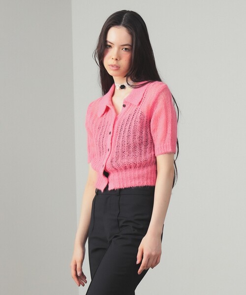 Ray BEAMS（レイビームス）の「シャギー メッシュ ポロ カーディガン（ニット/セーター・レディース・オフホワイト/レッド系その他・ONE SIZE）」の15枚目の写真