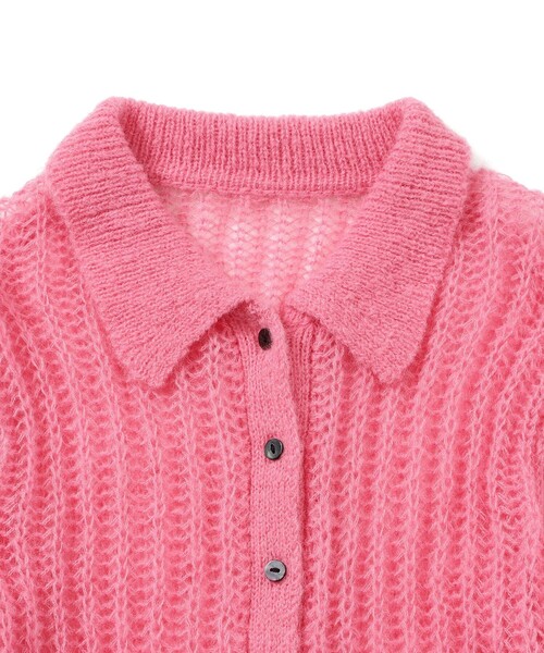 Ray BEAMS（レイビームス）の「シャギー メッシュ ポロ カーディガン（ニット/セーター・レディース・オフホワイト/レッド系その他・ONE SIZE）」の17枚目の写真