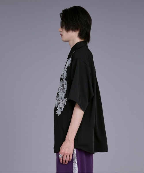 Ellno Loset（エルノロゼット）の「ハッチングフラワー刺繍シャツ（シャツ/ブラウス・メンズ・ブラック/ブルーグレー/オフホワイト・SMALL/MEDIUM/LARGE）」の15枚目の写真
