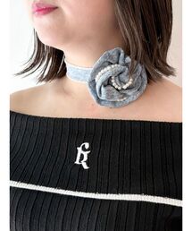 CALNAMUR（カルナムール）の「DENIM ROSE CHOKER/デニムローズチョーカー（チョーカー）」