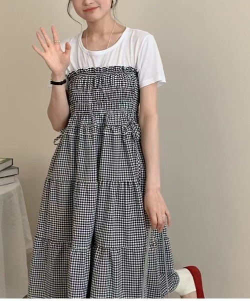 Dream garden(ドリームガーデン)の「2way チェック柄 スカートワンピース(ワンピース・レディース・ブルー系その他/ブラック系その他・FREE)」の1枚目の写真