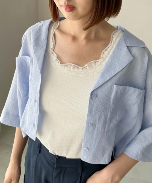 archives（アルシーヴ）の「カップ付レーストリミングタンクトップ（タンクトップ・レディース・オフホワイト/ブラック・MEDIUM）」の14枚目の写真