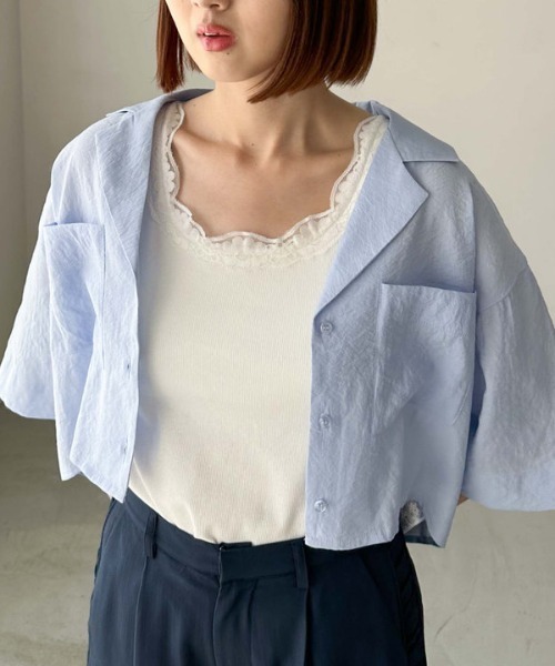 archives（アルシーヴ）の「カップ付レーストリミングタンクトップ（タンクトップ・レディース・オフホワイト/ブラック・MEDIUM）」の13枚目の写真