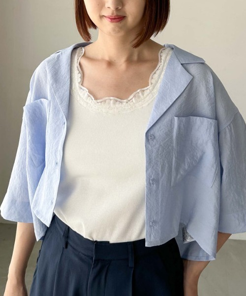 archives（アルシーヴ）の「カップ付レーストリミングタンクトップ（タンクトップ・レディース・オフホワイト/ブラック・MEDIUM）」の12枚目の写真