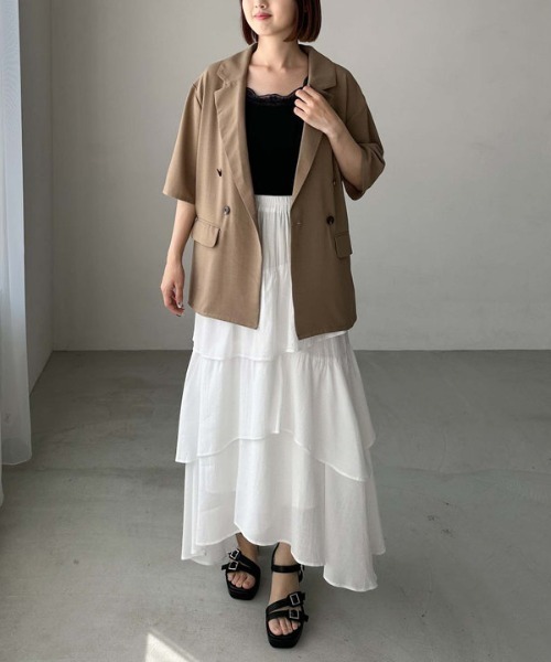 archives（アルシーヴ）の「カップ付レーストリミングタンクトップ（タンクトップ・レディース・オフホワイト/ブラック・MEDIUM）」の5枚目の写真