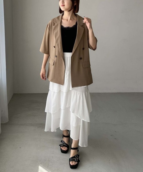 archives（アルシーヴ）の「カップ付レーストリミングタンクトップ（タンクトップ・レディース・オフホワイト/ブラック・MEDIUM）」の4枚目の写真