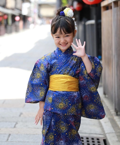 KY- 9　❪新品❫　未使用　子供用仕立て上がり浴衣　7.8才用　着物 浴衣 子供 男の子 青 ブルー カニ 蟹 7〜8才用 キッズ 和服 7才